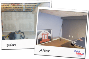 Before and after basement painting in Berwyn PA